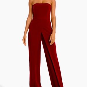 White House Black Market Strapless Red Boot-Cut Jumpsuit